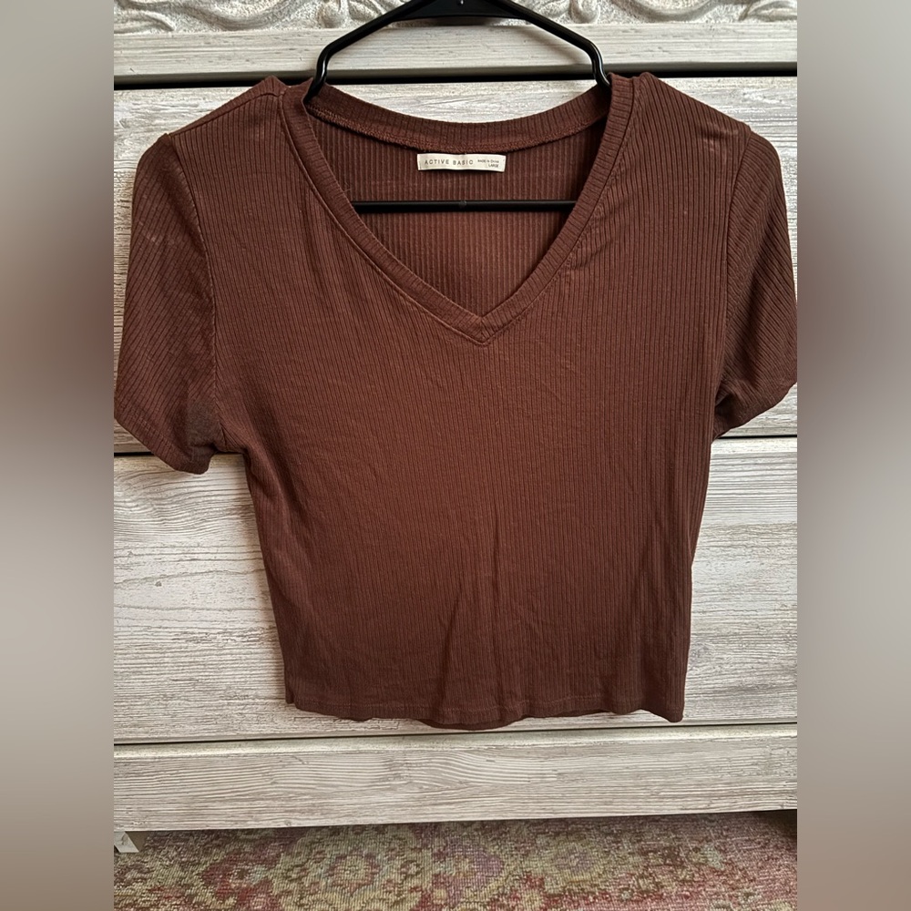 Dark Brown Ribbed Top